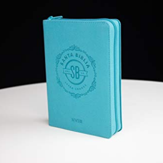 Biblia NVI 040 Clg Tamaño Manual One Tone Turquesa Fluor con Cierre - Nvi
