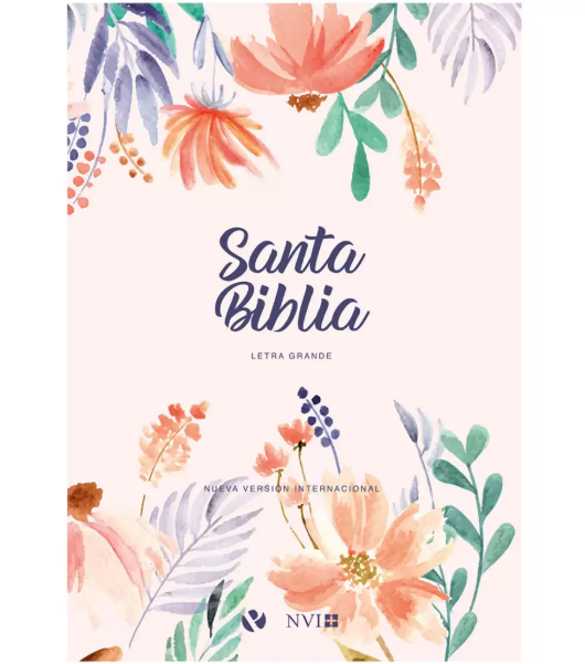 Santa Biblia Letra Grande Tapa Dura Flores Rosa Revision 2022