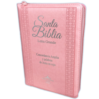 Biblia RVR60 Letra Grande Cierre Indice Concordancia Amplia Rosa Canto Plateado Tapa Pu