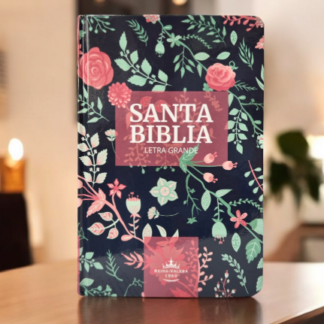 BIBLIA RVR063cLG L12 PJR TAPA DURA AZUL FLORES CANTO BRONCE